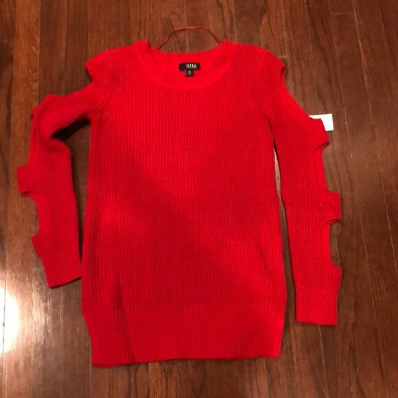 a.n.a Cut Out Sweater Knit Tunic (cranberry red) - Picture 1 of 2